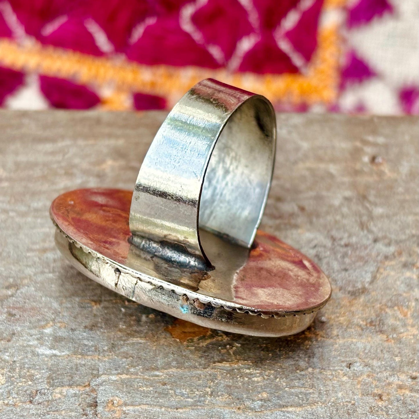 Anillo de plata turcomana afgana kazaja, anillo ovalado con piedra étnica tribal, estilo boho étnico bohemio oriental, joya antigua asiática.