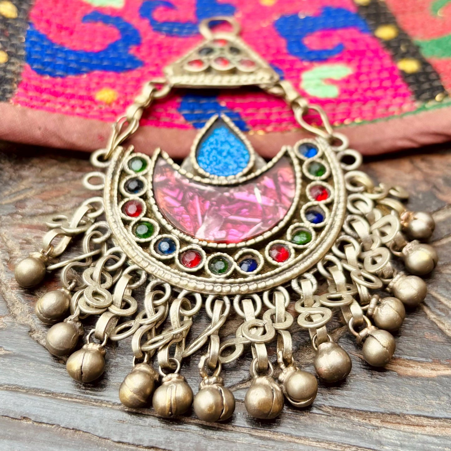 Pendentif tribal vintage, Bijou de tête ethnique boho gypsy vintage, Bijou Afghanistan tribu Kuchi, Pendentif tikka ornement danse orientale