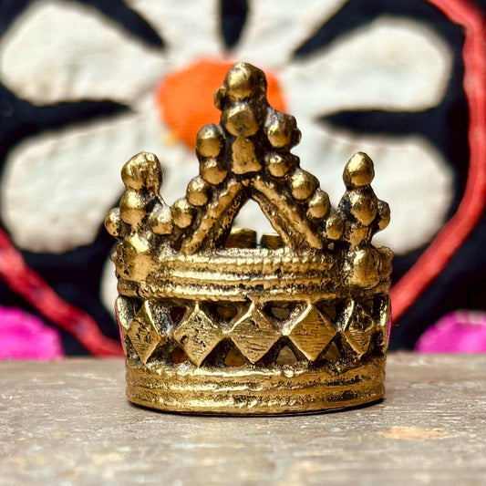 Bague couronne dorée vintage boho hippie, Bague afghane tribu nomade, Bague ethnique tribale gypsy festival, Bijou tribal asiatique oriental