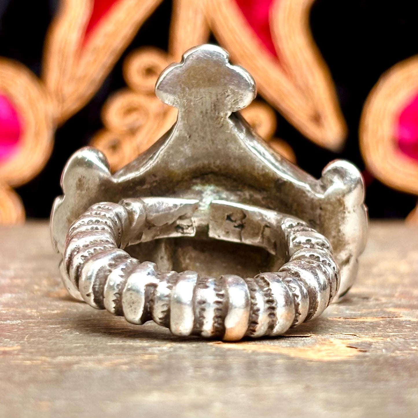 Anillo grande de corazón de plata Peul Fulani, Anillo de declaración antiguo Sahel Mali, Joya africana tribal étnica, Anillo Magreb Sahara, Regalo para hombre